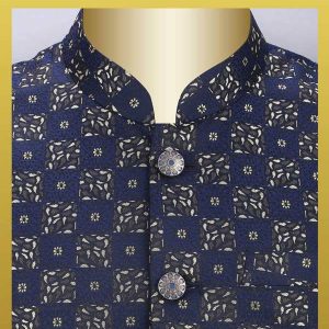 Men's Printed Waistcoat Gold Navy Touches