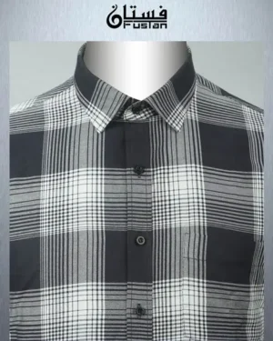 Mens Full Sleeve Black Off White Checked Shirt