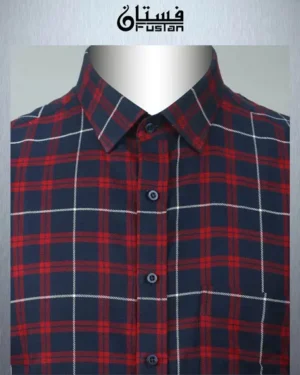 Men's Full Sleeve Navy Red Checked Shirt