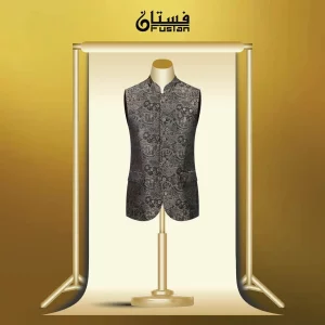 Mens Printed Waistcoat Gold Green Touches