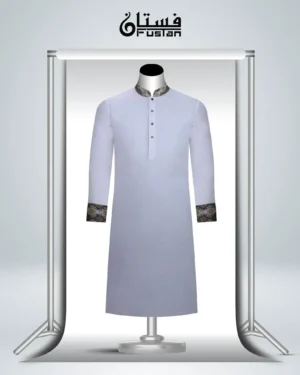 White Jacquard Panjabi for Men