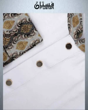 White Jacquard Panjabi for Men