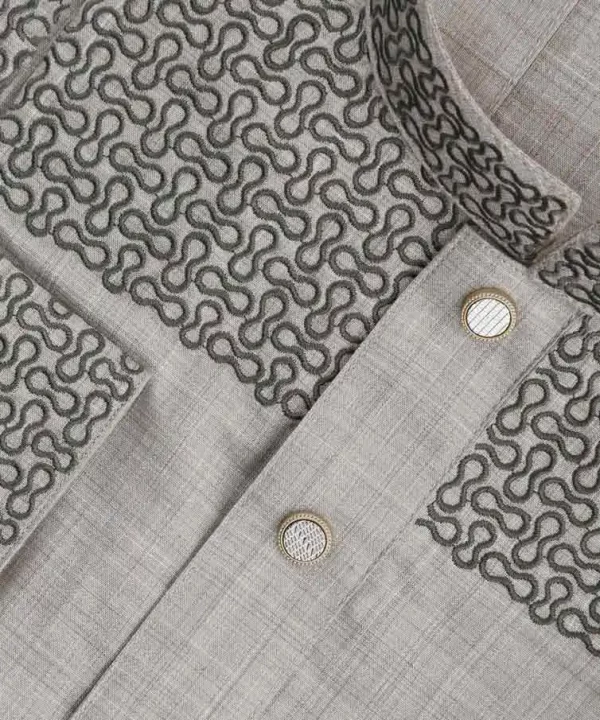 Grey Embroidered Men's Panjabi