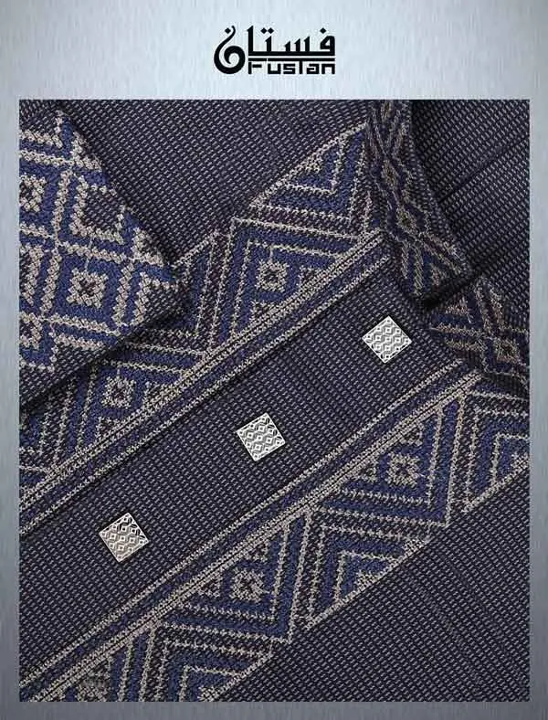 Men's Charcoal Grey Yarn Dyed Embroidery Panjabi
