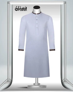 Men's Dobby Snow White Designed Panjabi