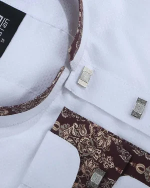 Men's Dobby Snow White Designed Panjabi