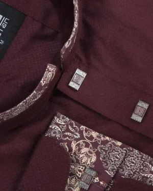 Men's Dobby Weaved Coffee Designed Panjabi