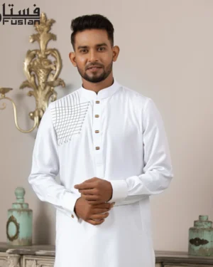 White Embroidered Men's Panjabi