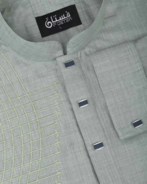 Light Olive Embroidered Men's Panjabi