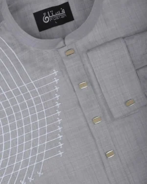 Grey Embroidered Men's Panjabi