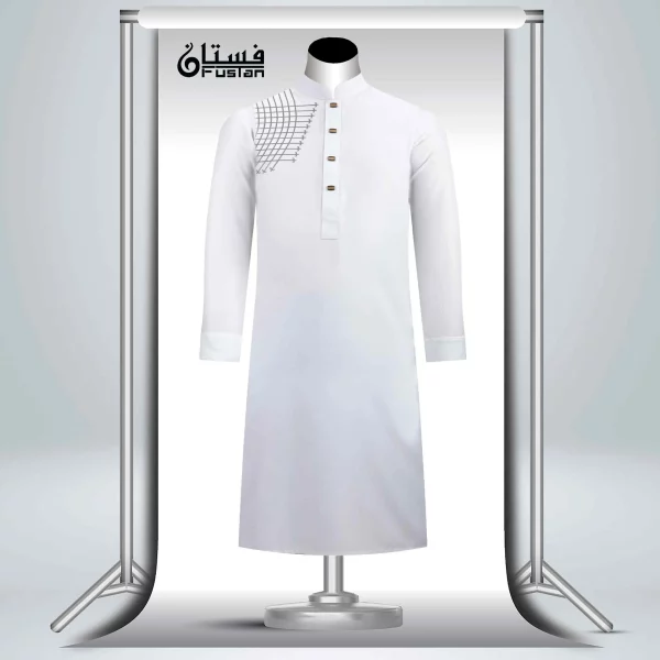 Pure White Embroidered Men's Panjabi