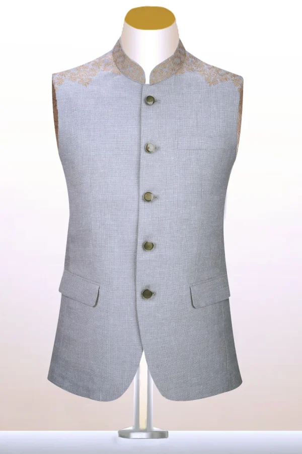 Men's Embroidery Waistcoat Light Grey Touches